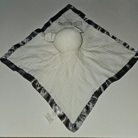 CR Gibson Little Blessing White Sheep Lamb Muslin Lovey Silver Satin Trim - Picture 4 of 7
